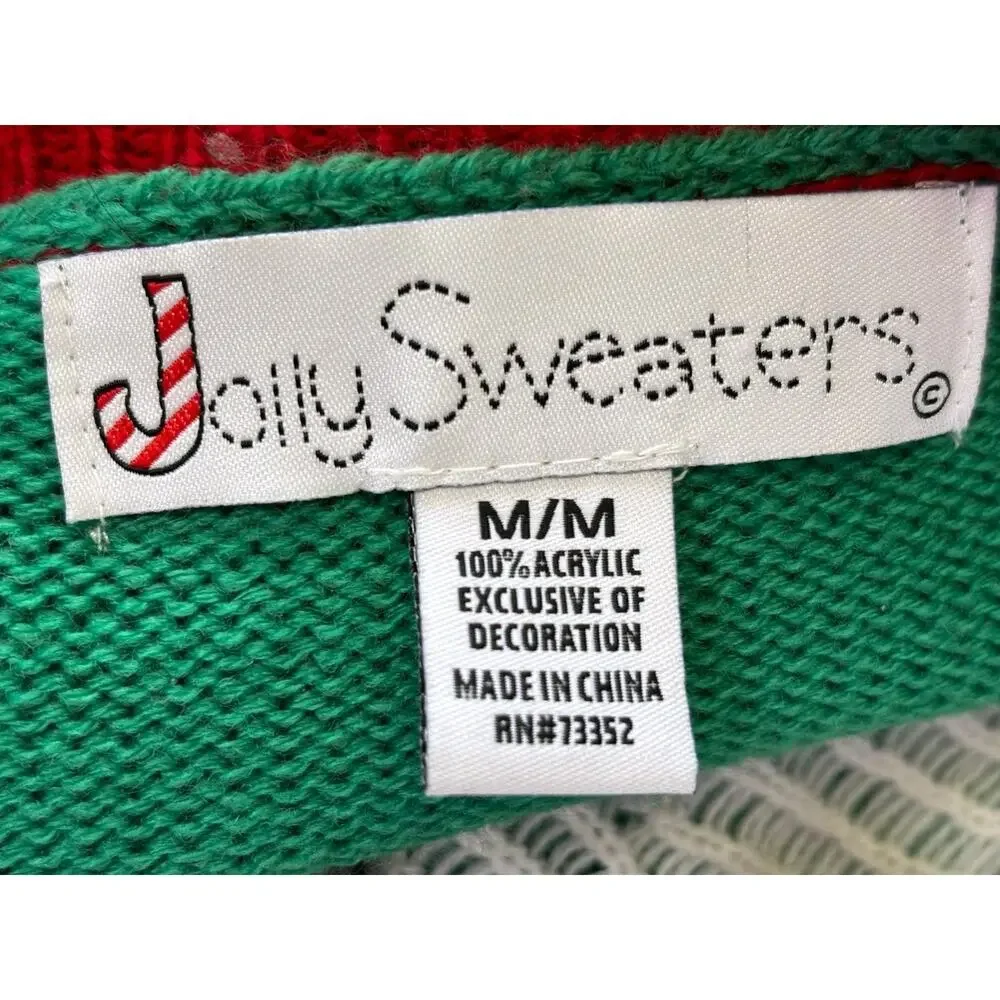 Cow Ugly Christmas Sweater Mens Size M Bell Scarf Holiday Jolly Snowflake Animal